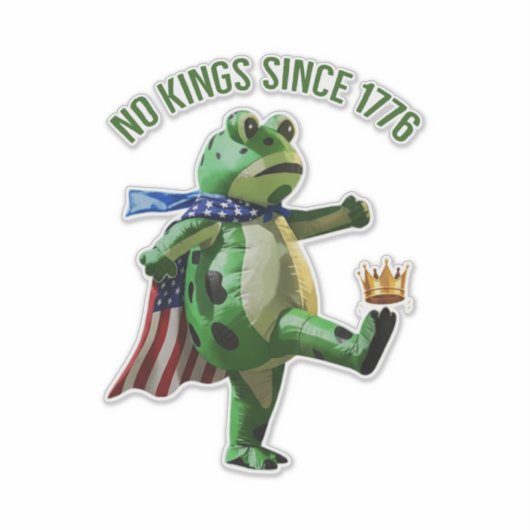 No Kings Since 1776 Portland Frog |  Frog Kicking  シール (正面)