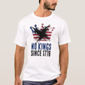 NO KINGS SINCE 1776 USA flag crown rustic Tシャツ (正面)