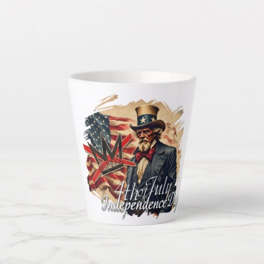 No Kings Uncle Sam Independence Day Art カフェラテマグ (正面)