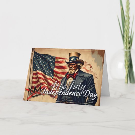 No Kings Uncle Sam Independence Day Art サンキューカード (正面)
