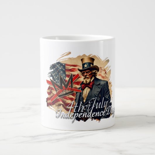 No Kings Uncle Sam Independence Day Art ジャンボコーヒーマグカップ (正面)
