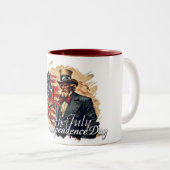No Kings Uncle Sam Independence Day Art ツートーンマグカップ (正面右)