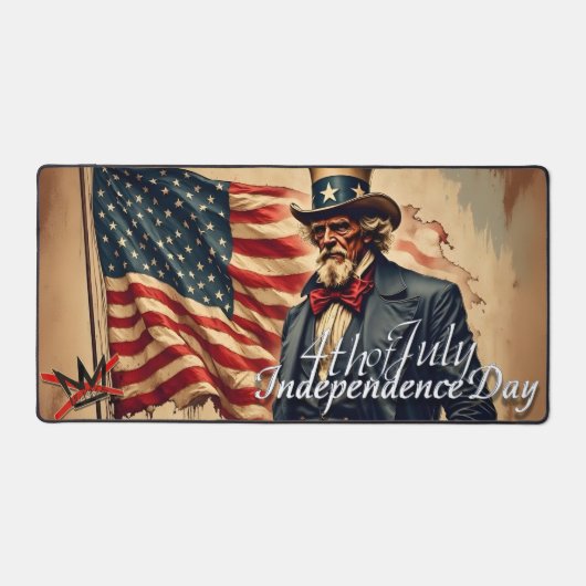 No Kings Uncle Sam Independence Day Art デスクマット (正面)
