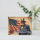 No Kings Uncle Sam Independence Day Art ポストカード (スタンド正面)