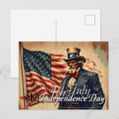 No Kings Uncle Sam Independence Day Art ポストカード (正面/裏面)