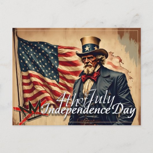 No Kings Uncle Sam Independence Day Art ポストカード (正面)