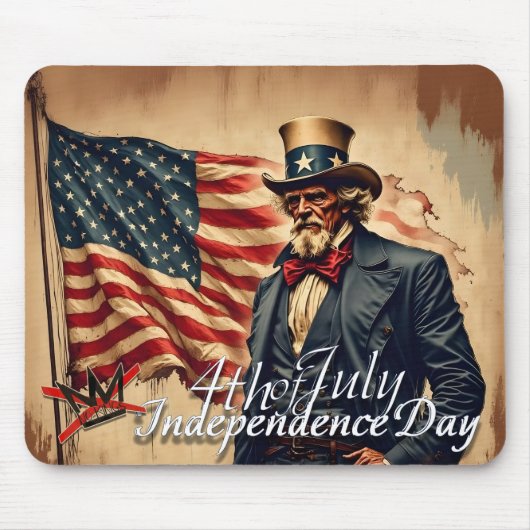 No Kings Uncle Sam Independence Day Art マウスパッド (正面)
