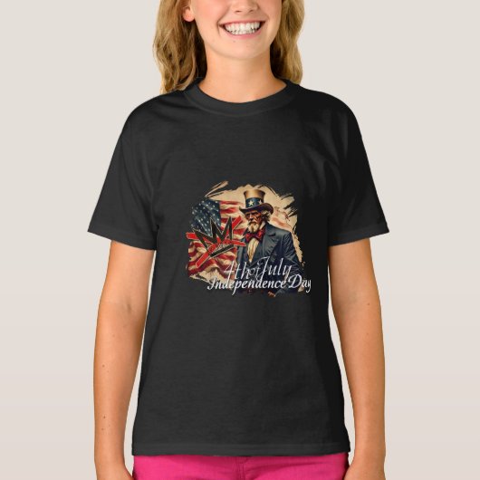 No Kings Uncle Sam Independence Day Art Tシャツ (正面)