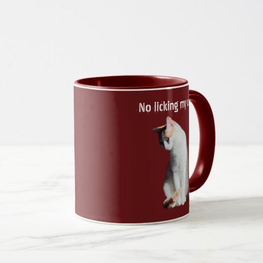 No Licking My Cup Funny Cat Mug マグカップ (正面右)