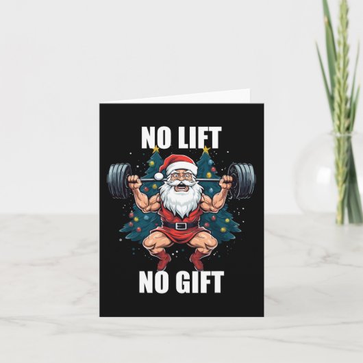 No Lift No GiftサンタクロースChristmas Gym Bodybuil カード (正面)