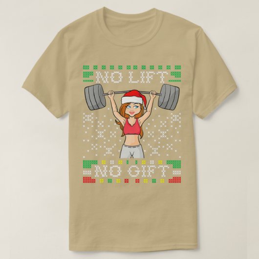No Lift No Gift醜いクリスマスセーター恋しく思ジムSa Tシャツ (デザイン正面)