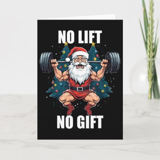 No Lift No Gift Santa Claus Christmas Gym Bodybuil カード (正面)