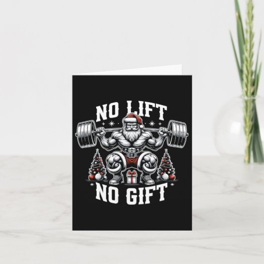 No Lift No Gift Santa Claus Christmas Gym Bodybuil カード (正面)