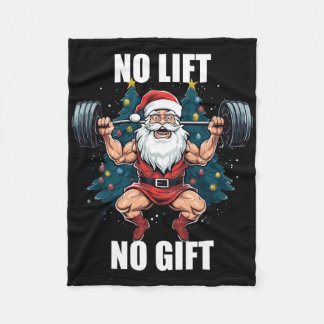 No Lift No Gift Santa Claus Christmas Gym Bodybuil フリースブランケット
