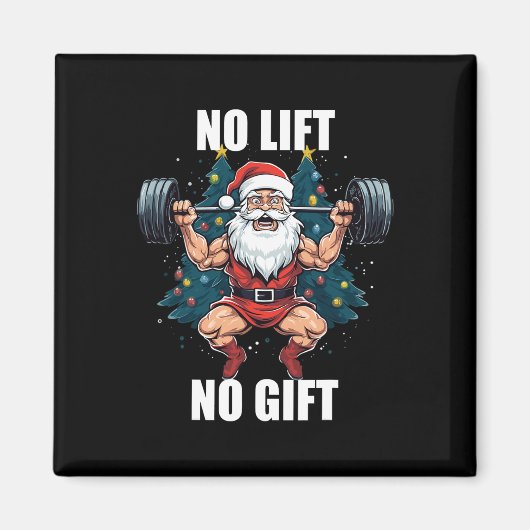 No Lift No Gift Santa Claus Christmas Gym Bodybuil マグネット (正面)