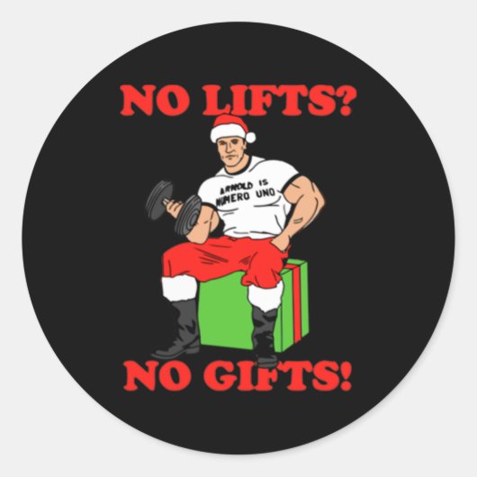 No Lifts No Arnold Schwarzenegger Christma  ラウンドシール (正面)