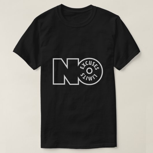No Limits No Excuses ユニセックスTシャツ – タイポグラフィ Tシャツ (デザイン正面)
