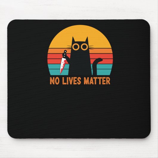 No Lives - Funny Halloween Catステッカー マウスパッド (正面)