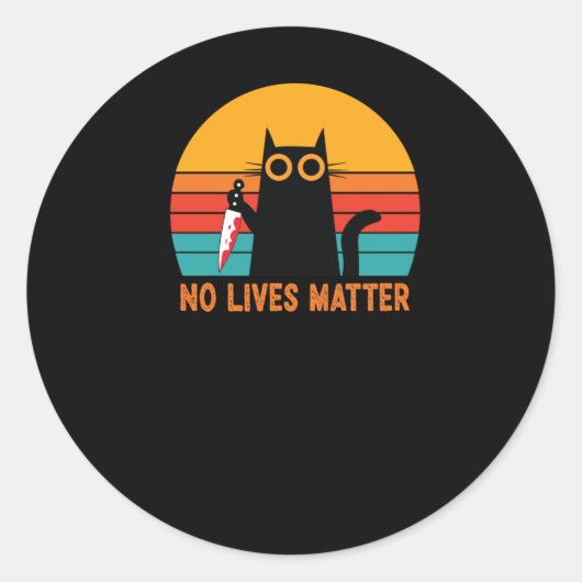 No Lives - Funny Halloween Catステッカー ラウンドシール (正面)