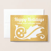 No Logoクリスマスホリー会社ハッピーホリデー 箔カード (封筒付き正面)