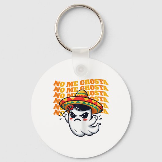 No Me Ghostaメキシコおもしろいンハロウィーン幽霊女性1 キーホルダー (正面)