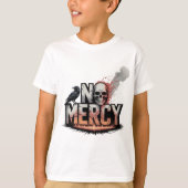 "No Mercy - ドクロとワタリガラス終末デザイン" Tシャツ (正面)