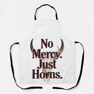 No Mercy Just Horns Longhorn Skull Brutal Bull エプロン