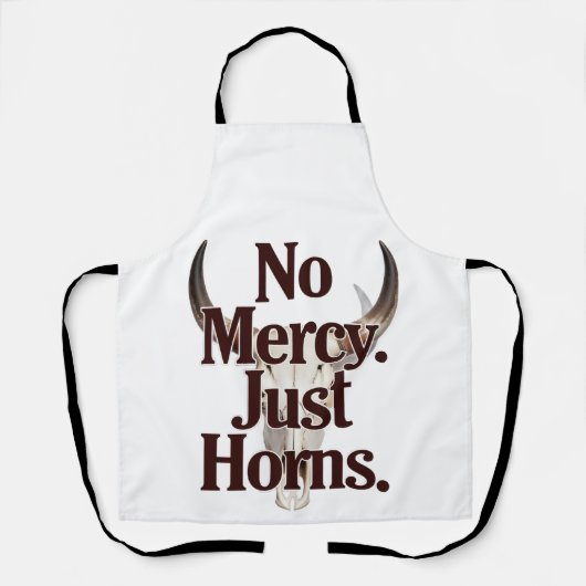 No Mercy Just Horns Longhorn Skull Brutal Bull エプロン (正面)