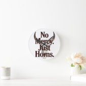 No Mercy Just Horns Longhorn Skull Brutal Bull  ラウンド壁時計 (ホーム)