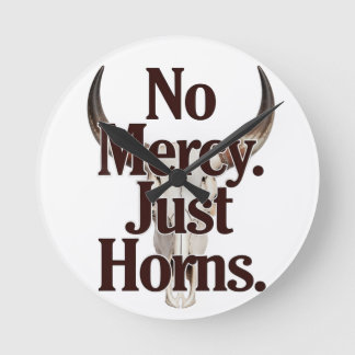 No Mercy Just Horns Longhorn Skull Brutal Bull ラウンド壁時計