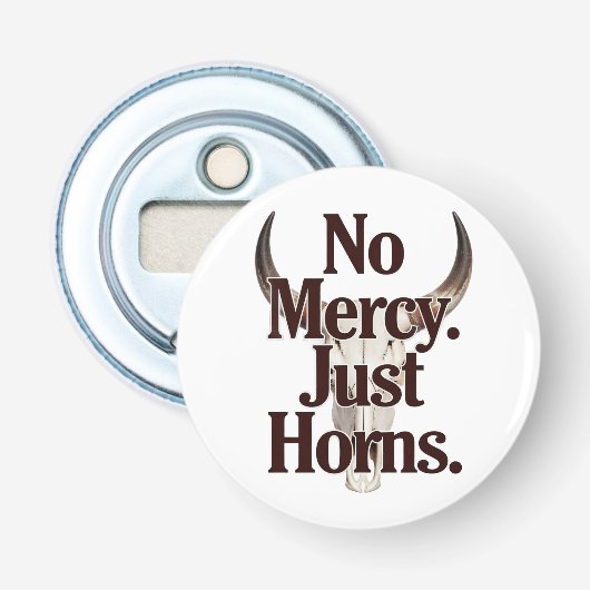 No Mercy Just Horns Longhorn Skull Brutal Bull 栓抜き (正面)