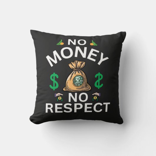 No Money, No Respect"グラフィックTシャツ クッション (正面)
