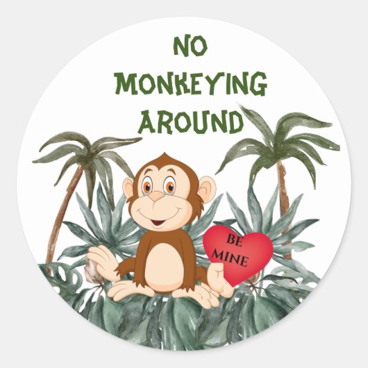 No Monkeyingのまわりにクラシック Roundステッカー ラウンドシール (正面)