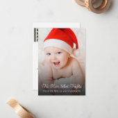 No more夜静か新生児フォトホリデーカード ノートカード (正面/裏面インサイチュ)