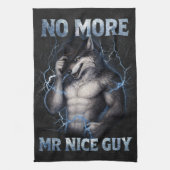 No More Mr Nice Guy Funny Alpha Wolf Meme Brainrot キッチンタオル (縦)
