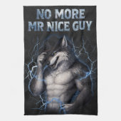 No More Mr Nice Guy Funny Alpha Wolf Meme Brainrot キッチンタオル (縦)