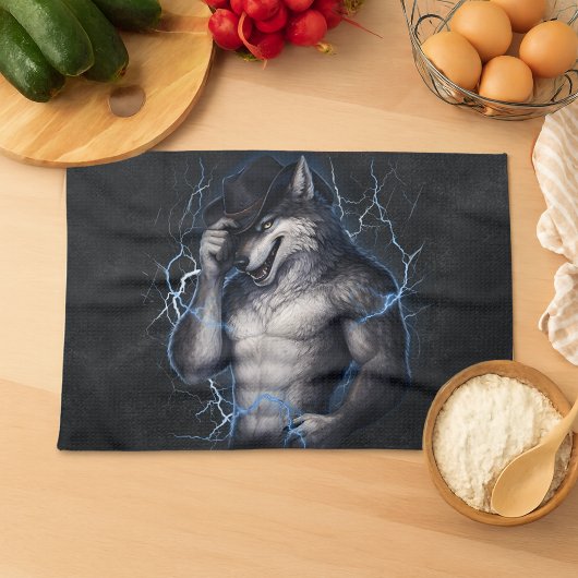 No More Mr Nice Guy Funny Alpha Wolf Meme Brainrot キッチンタオル