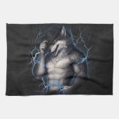 No More Mr Nice Guy Funny Alpha Wolf Meme Brainrot キッチンタオル (横)