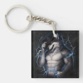 No More Mr Nice Guy Funny Alpha Wolf Meme Brainrot キーホルダー (正面)