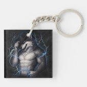 No More Mr Nice Guy Funny Alpha Wolf Meme Brainrot キーホルダー (裏面)