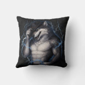 No More Mr Nice Guy Funny Alpha Wolf Meme Brainrot クッション (裏面)