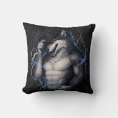 No More Mr Nice Guy Funny Alpha Wolf Meme Brainrot クッション (正面)