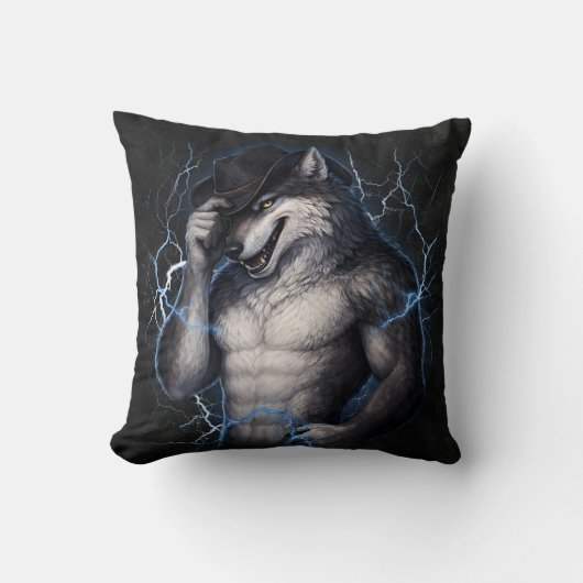 No More Mr Nice Guy Funny Alpha Wolf Meme Brainrot クッション (正面)