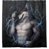 No More Mr Nice Guy Funny Alpha Wolf Meme Brainrot シャワーカーテン (正面)