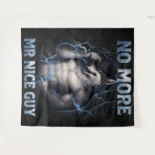 No More Mr Nice Guy Funny Alpha Wolf Meme Brainrot タペストリー (正面(横))