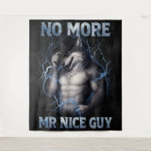 No More Mr Nice Guy Funny Alpha Wolf Meme Brainrot タペストリー (正面)