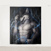 No More Mr Nice Guy Funny Alpha Wolf Meme Brainrot タペストリー (正面)