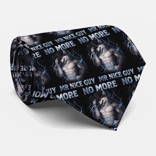 No More Mr Nice Guy Funny Alpha Wolf Meme Brainrot ネクタイ (ロール)
