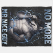 No More Mr Nice Guy Funny Alpha Wolf Meme Brainrot フリースブランケット (正面(横))