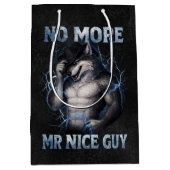 No More Mr Nice Guy Funny Alpha Wolf Meme Brainrot ミディアムペーパーバッグ (正面)